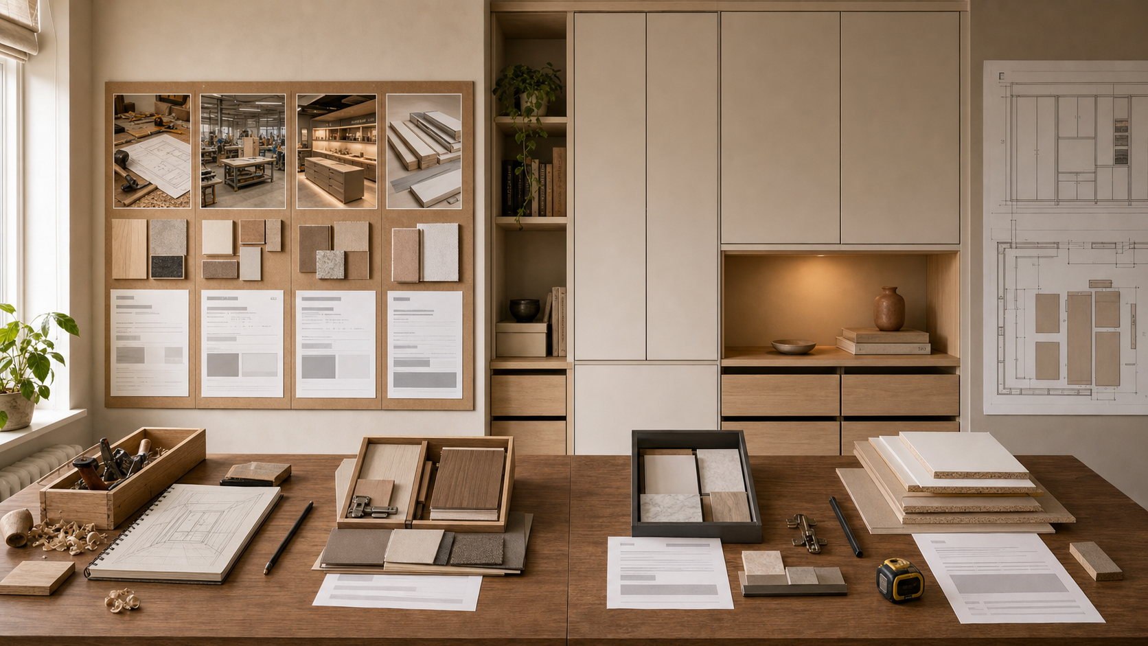 Editorial furniture-planning image for custom cabinet builders near me