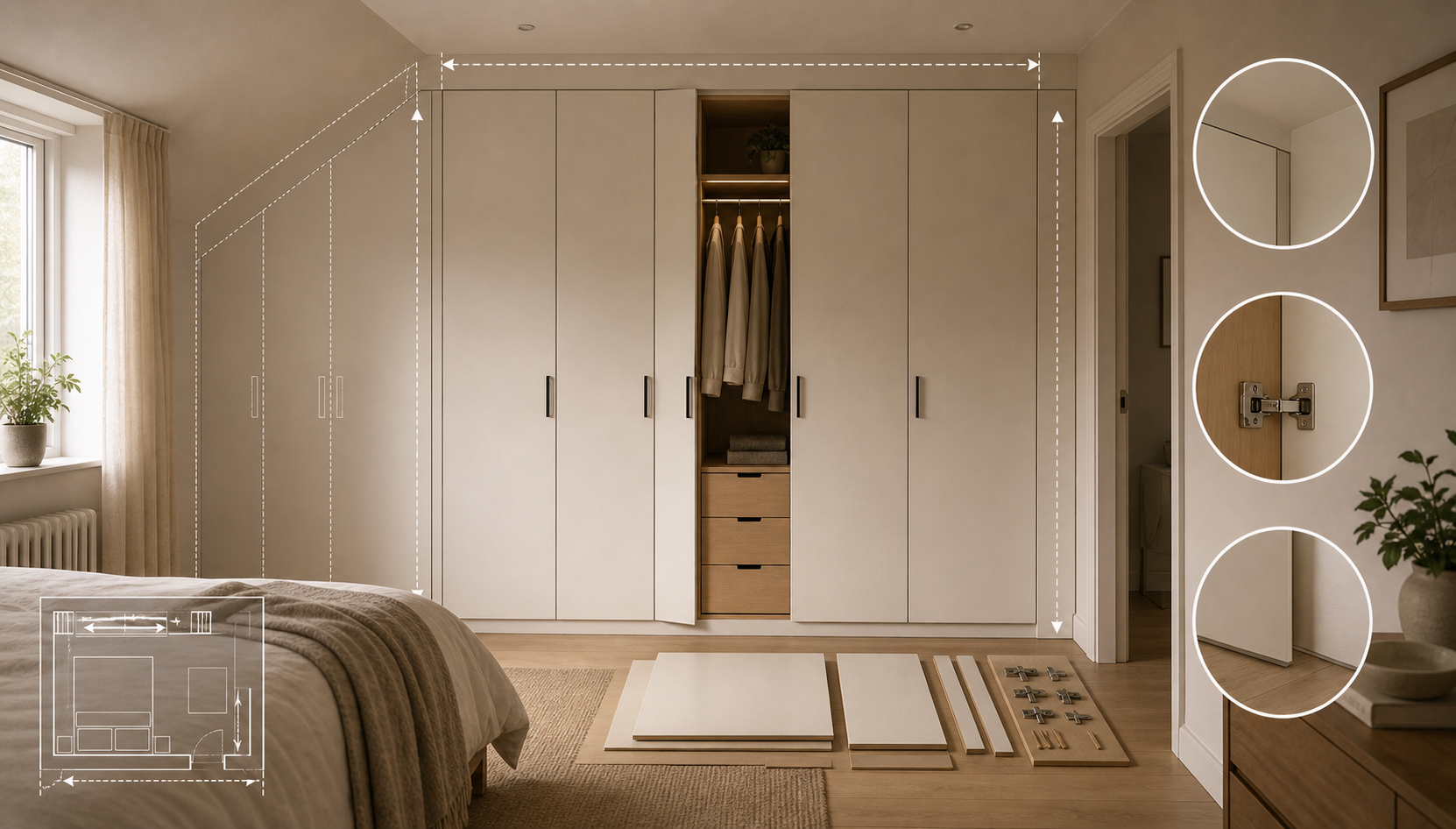 Editorial furniture-planning image for made to measure wardrobes