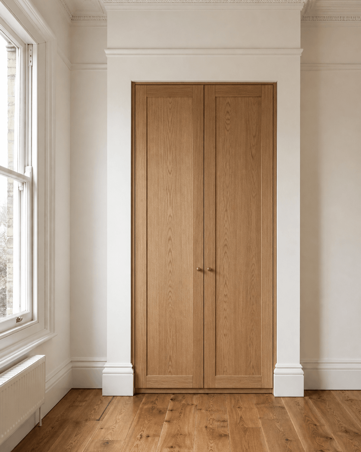 Concept render: IKEA Pax is 1 m wide. Your alcove is 1.37 m.