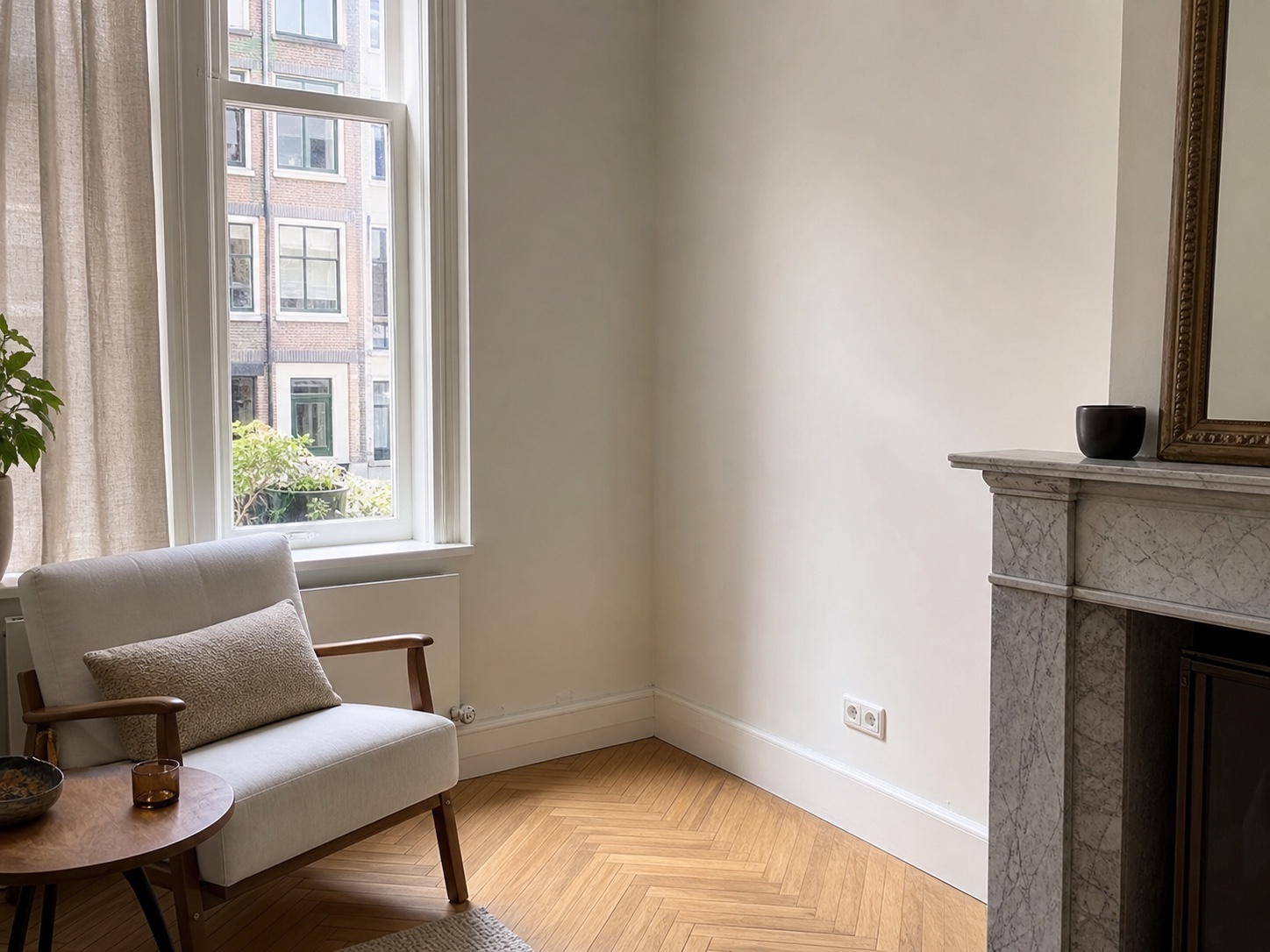 Woonkamerhoek waar een staande lamp op maat kan passen